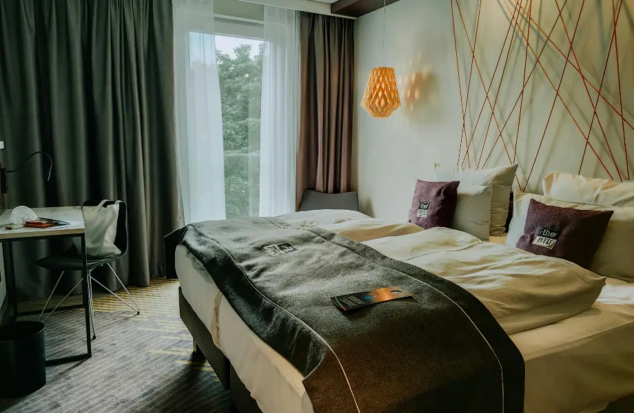 Blackout curtains installed in a modern room blocking sunlight - Vivid curtains abu dhabi