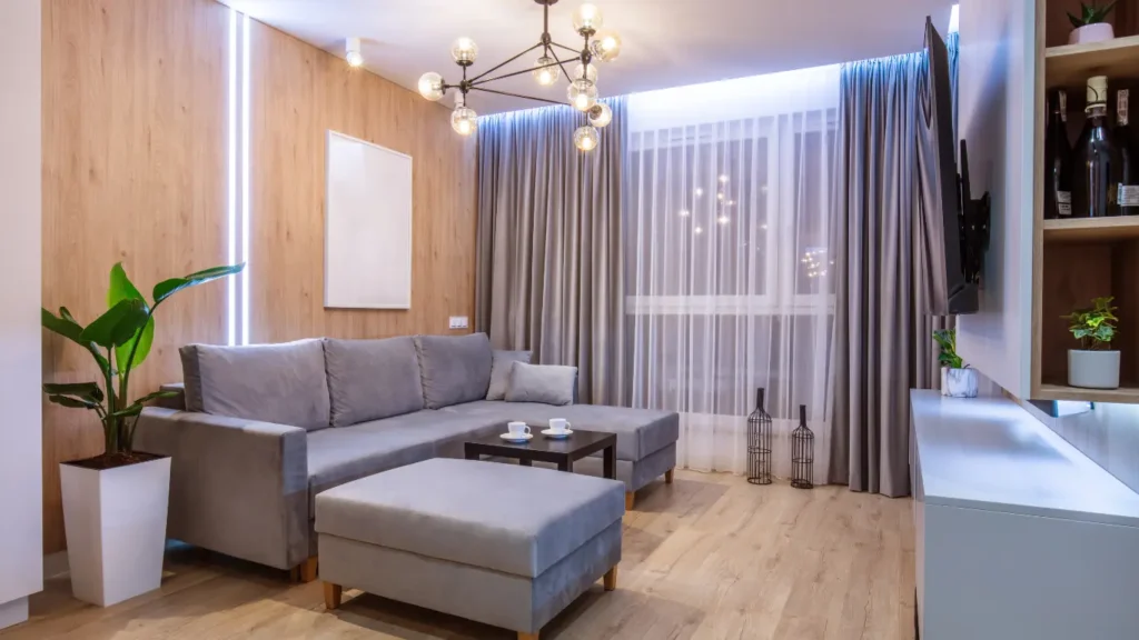 Modern vinyl flooring installed in Abu Dhabi home with durable, stylish, and easy-to-maintain surface finish