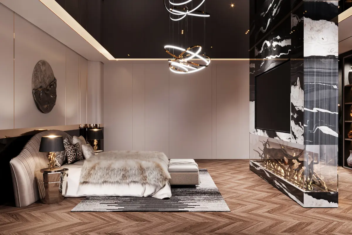 Elegant luxury vinyl flooring installed in Abu Dhabi home with premium wood-look design and durable, low-maintenance surface