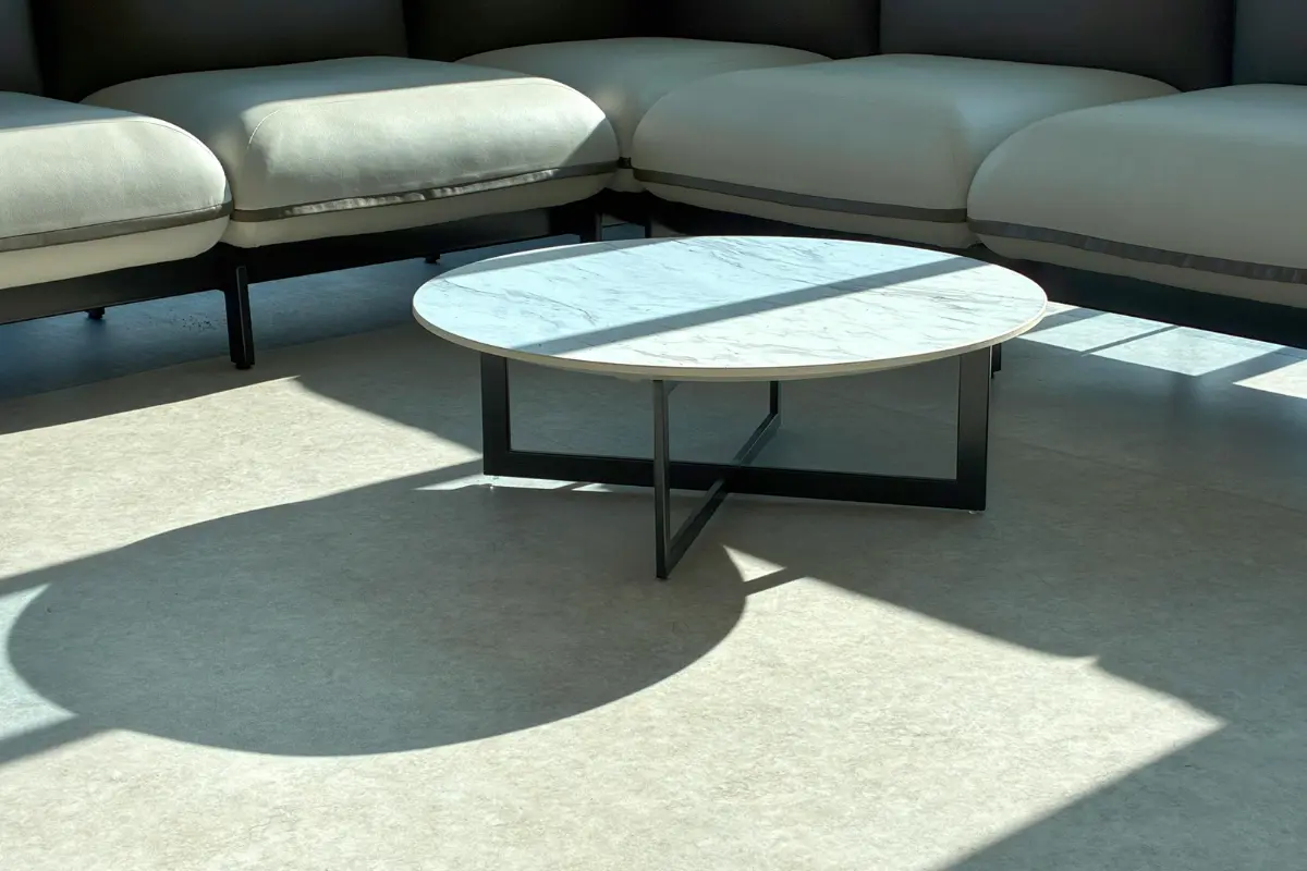 High-quality sheet vinyl flooring installed in Abu Dhabi home with seamless design and durable, easy-to-clean surface