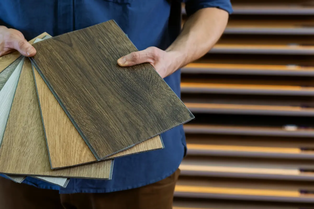 Durable vinyl wood flooring installed in Abu Dhabi home with natural wood-look design and easy-to-maintain surface